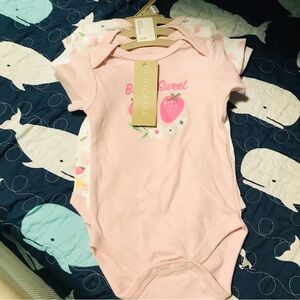 chick pea Baby Girls strawberry floral One-Piece Bodysuit 3 pack